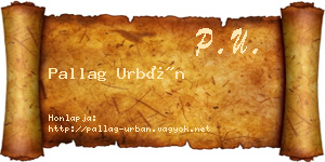 Pallag Urbán névjegykártya